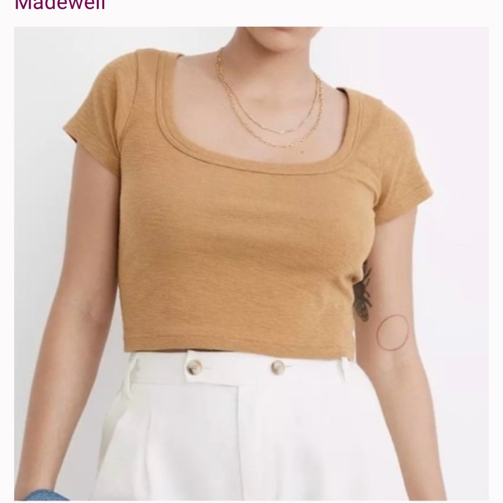 Madewell Mustard Scoop Neck Crop Top